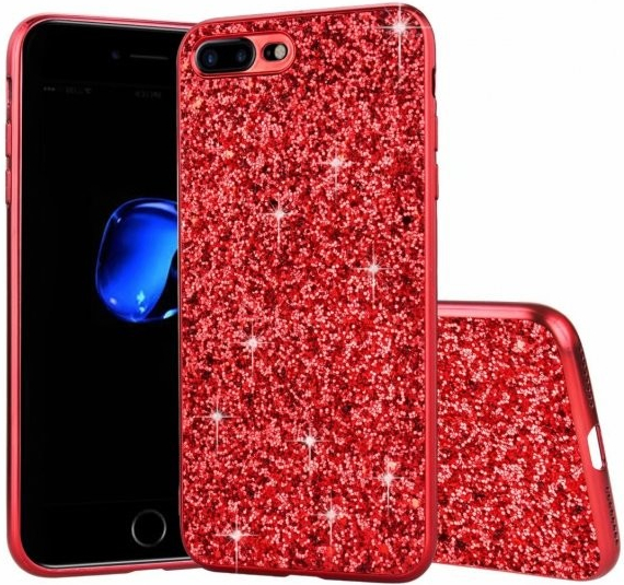 Pouzdro AppleKing ochranné s flitry iPhone 7 / 8 / SE 2020/2022 - červené
