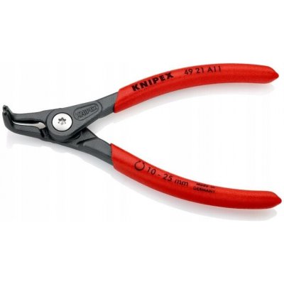 KNIPEX - Kleště precizní, na pojistné kroužky Ø 10-25mm - vnitřní, zahnuté - 130mm, velké opěrné plochy na hrotech (4921A11) – Sleviste.cz