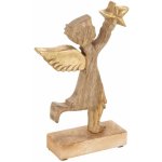 Dřevěný anděl se zlatou hvězdou 15*2,5*20cm – Hledejceny.cz