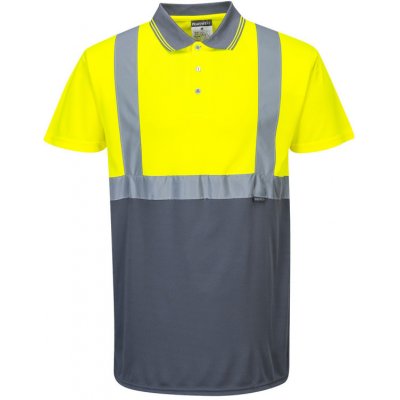 Portwest Polokošile Two-Tone S479 krátký rukáv reflexní Žlutá/šedá S – Zboží Dáma