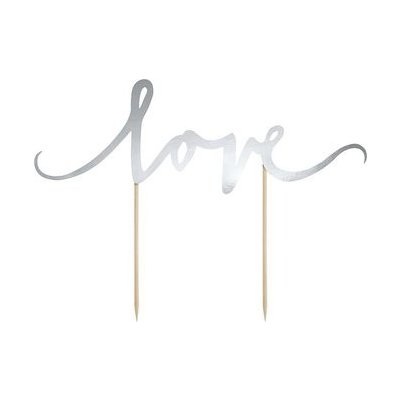 Dortový zápich LOVE stříbrný – Zboží Dáma