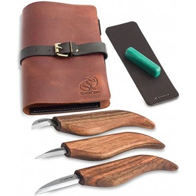 BeaverCraft řezbářská sada Starter Chip and Whittle Knife Set Walnut Handle – Zboží Mobilmania