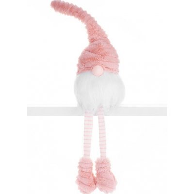 MagicHome Vánoční figurka Elf s dlouhýma nohama látka růžová a bílá 14,50x13,50x42 cm – Zboží Mobilmania