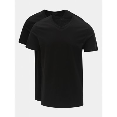 Jack & Jones sada dvou černých basic triček s véčkovým výstřihem