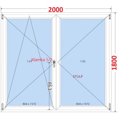 SMART Dvoukřídlé balkonové dveře 200x180, Otevíravé a sklopné – Zboží Mobilmania