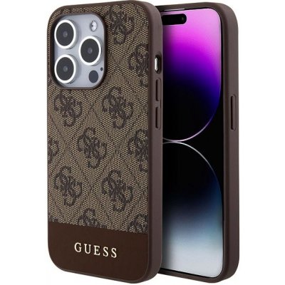 Pouzdro Guess PU 4G Stripe MagSafe iPhone 15 Pro hnědé – Zboží Mobilmania