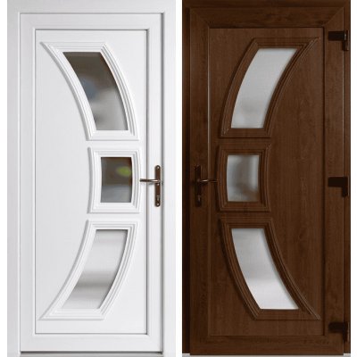 OknaDvereNaMiru.cz Vchodové plastové dveře 5901 zlatý dub / bílá pravé otevírání ven 98 x 198 cm – Sleviste.cz