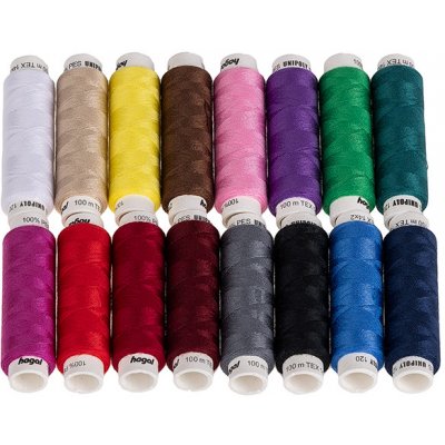 Bellatex Nitě sada Unipoly 16 ks na blistru - mix uni barev MIX 16x100m – Zboží Dáma