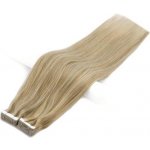 Vlasové PU pásky tape in na prodlužování vlasů 40cm balayage 16/60 plavá blond / platina – Zboží Dáma