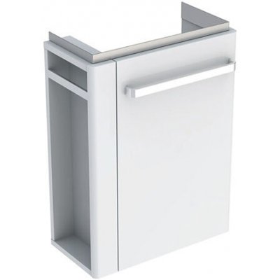 Geberit Selnova Compact skříňka pod umývátko 44,8x25,2x60,4 cm, s držákem na ručníky, 1x dvířka, bílá mat/bílá lesk 501.496.00.1