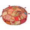 Polštář Sanu Babu Meditační polštář patchworkový ručně vyšívaný kulatý 9H 40x12