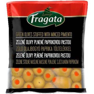 Fragata Zelené olivy plněné paprikovou pastou 160 g – Zboží Dáma