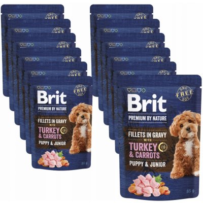 Brit Premium by Nature Dog Puppy & Junior Fillets in Gravy with Turkey & Carrots 85 g – Zboží Mobilmania