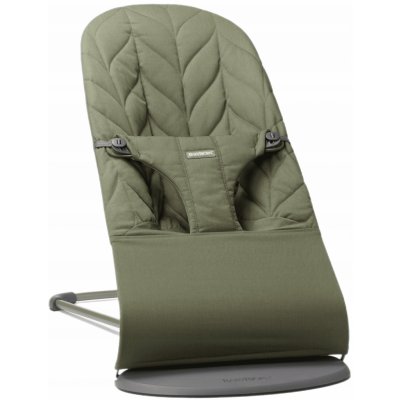 BabyBjörn lehátko Bouncer Bliss Dark green Woven Petal, tmavě šedá konstrukce – Zboží Dáma
