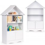 Dřevěná knihovna/skříň na hračky Eco Toys Domeček bílá – Zboží Mobilmania