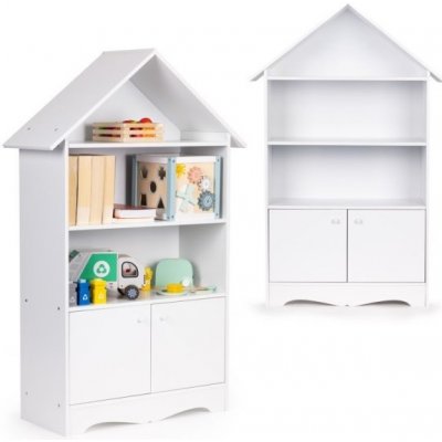 Dřevěná knihovna/skříň na hračky Eco Toys Domeček bílá