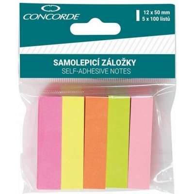 Samolepící bločky, 12 x 50 mm, 5 x 100 listů, neon – Hledejceny.cz