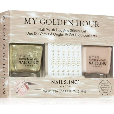 Nails Inc. My Golden Hour Sunset Selfie 14 ml + So Golden Right Now 14 ml + Sticker Set 1 ks