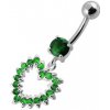 Piercing Šperky4U stříbrný piercing do pupíku tmavě zelené zirkony BP01004-E