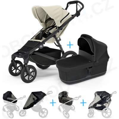 Thule Set 5v1 Urban Glide 4-wheel Soft beige 2024 + korbička Black + pláštěnky + ochranná síť – Zboží Dáma