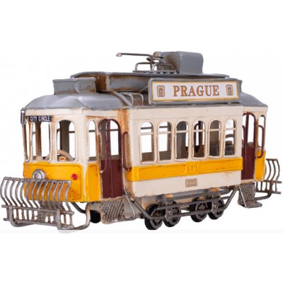 MikroTrading Žlutá kovová retro tramvaj s nápisem Prague 27,5 cm – Zbozi.Blesk.cz