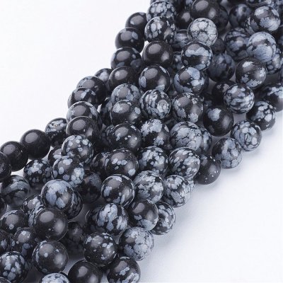 Obsidián vločkový 8mm šňůra (46 - 48 korálků) – Hledejceny.cz