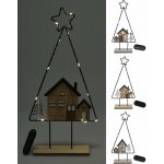 Mat Dekorace STROM S DOMEČKEM 10LED 39cm kov dřevo mix – Hledejceny.cz