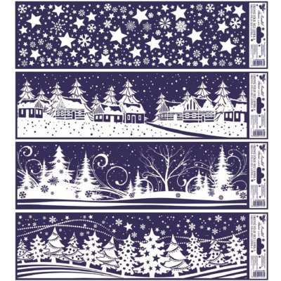 Okenní fólie bez lepidla vánoč.krajinky pruh vločky 45 x 12 cm – Hledejceny.cz