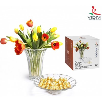 VIDIVI VIDIVI, skleněná váza (průměr 22,5 cm, výška 30 cm) a miska (průměr 34 cm, výška 9 cm) DOGE – Hledejceny.cz