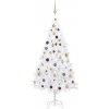 Vánoční stromek vidaXL Umělý vánoční stromek s LED a sadou koulí bílý 180 cm PVC