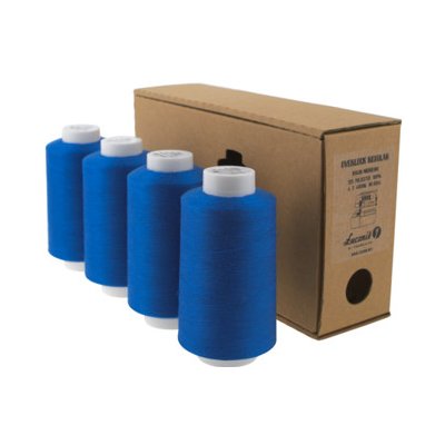 Sada nití PES OVERLOCK 120 v dárkovém balení (4x4000m) barva 0054 středně modrá – Zboží Dáma