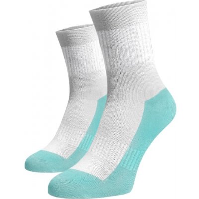 Střední ponožky se zesílenou froté nášlapnou části bílo-tyrkysové – Zboží Mobilmania