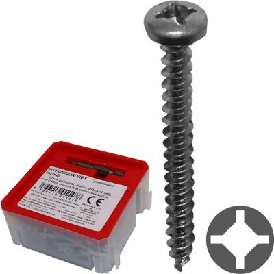 Vrut do dřeva s půlkulatou hlavou UQ PAN 5 x 60 mm, drážka UNIQUADREX, celý závit, Q-box 65 ks + bit 8596119011577 – Hledejceny.cz