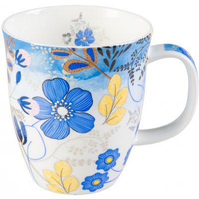 Bone China TeaLogic Nicole Fine porcelánový hrnek modrý květiny 400 ml