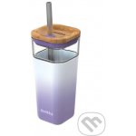 Quokka Skleněný cestovní hrnek s brčkem Liquid Cube Lilac Gradient 540 ml – Zboží Mobilmania