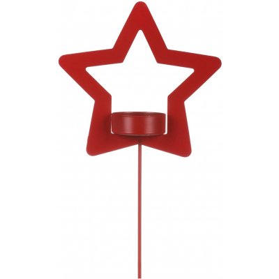 Autronic Svícen kovový ve tvaru hvězdy zápich na čajovou svíčku matná červená. CP151098-CERVENA – Zboží Mobilmania