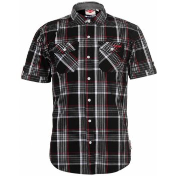 Lee Cooper SS Check shirt Mens Black white Red