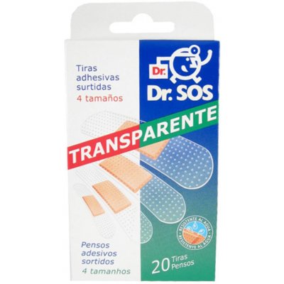 Dr.SOS náplasti Transparent.voděodolná elastická mix 20 ks – Zboží Mobilmania