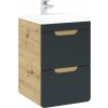 Koupelnový nábytek COMAD Závěsná skříňka s umyvadlem - ARUBA 823 cosmos, šířka 40 cm, dub craft/matná šedá cosmos