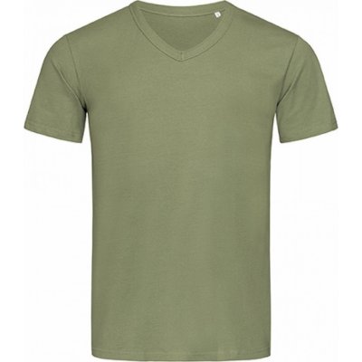 Stedman bavlněné tričko Ben s výstřihem do véčka zelená vojenská S9010
