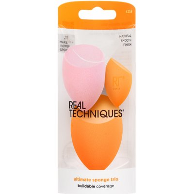 Real Techniques Ultimate Sponge Trio Miracle Complexion houbička na tekutý make-up 1 ks + Mini Miracle Complexion houbička na tekutý make-up mini 1 ks + Miracle Powder houbička na pudr 1 ks – Zboží Dáma