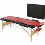 Feel2Home Masážní stůl 2 zóny dřevo červená/černá Terapeutická lavice Mobilní skládací kosmetický stolek
