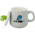 LEANToys keramický hrníček modrý dino s víkem a lžičkou 350 ml – Hledejceny.cz