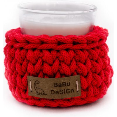 BaBu Design obal na svíčku 9x6 cm se svíčkou - červená