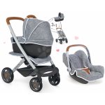 Smoby Set hluboký a sportovní DeLuxe Pastel Maxi Cosi&Quinny Grey 3v1 a židlička autosedačka a houpačka – Zbozi.Blesk.cz