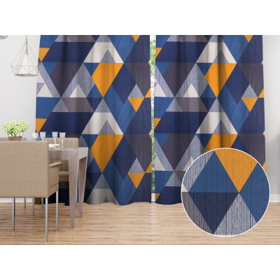 Biante Bavlněný závěs Sandra SA-390 Modro-béžovo-oranžové trojúhelníky 150x200 cm – Hledejceny.cz
