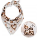 Biante Dětský bavlněný šátek Sandra SA-663 Hnědí skřítci s perníčky na bílém – Zboží Dáma