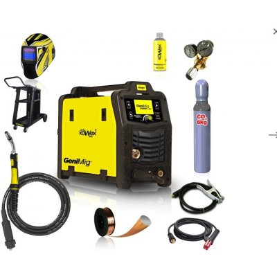 KOWAX GeniMig240DP LCD + Hořák + Kukla + Ventil + Podvozek + Plná Co2 Láhev + Sprej + 5kg drát + Kabely KWXSTGM240DP_S01aSVAset3 – Sleviste.cz
