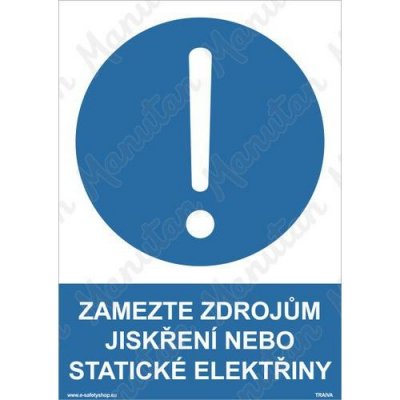 Zamezte zdrojům jiskření nebo statické elektřiny, samolepka 148 x 210 x 0,1 mm A5