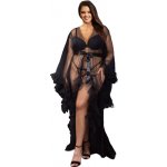 Sexy Elephant Long Black Sexy Ruffled Trumpet Sleeves Robe With Belt – Zboží Dáma
